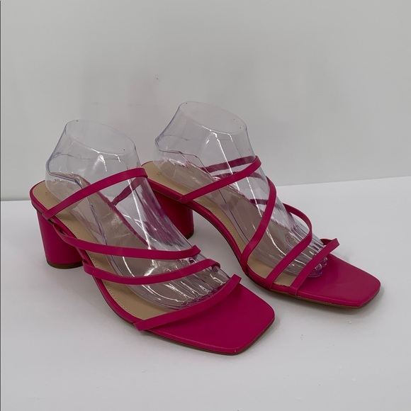 Abercrombie & Fitch strappy slide sandal shoe pink fuschia heel square toe 12 - Picture 2 of 7